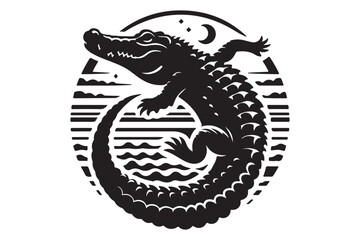 Crocodile silhouette vector illustration