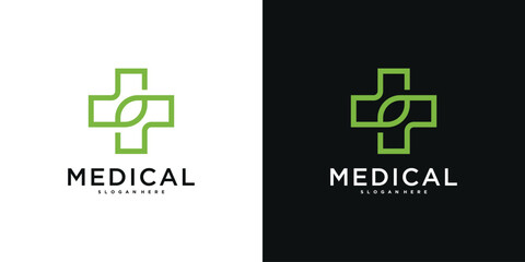 Medical health services symbol logo design. Premium Vector