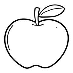 Hand drawn doodle apple with leaf on white background.