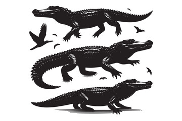 Crocodile silhouette vector illustration