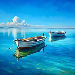 Naklejka premium Fishers in boats with spinning rods during catching fish on river isometric