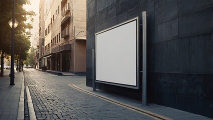 Blank billboard mockup on street wall.