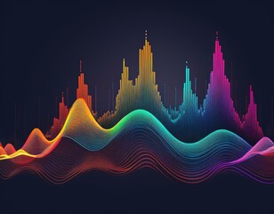 Sound spectrum wave on dark background Stock modern abstract audio visual effect concept
