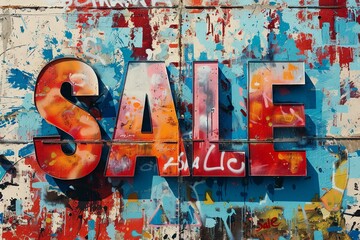 Fototapeta premium This vibrant holiday sale sign features the word 