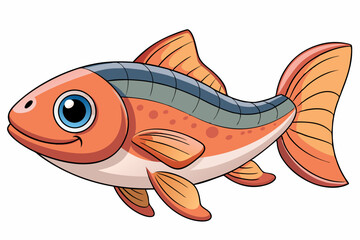 Adorable Salmon Vector Art on White Background