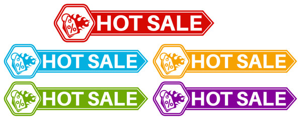 set badge hot Sale icon. sale discount fire sign banner  template labels design vector illustration