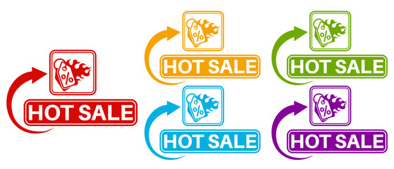 set collections trendy colorful hot sale icon. price offer label fire flame symbol template design  vector illustration
