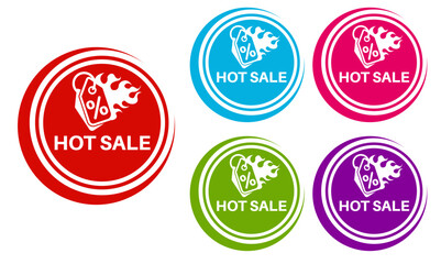 Obraz premium set collections trendy colorful hot sale icon. price offer label fire flame symbol template design vector illustration