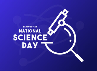 National Science Day. February 28. Gradient background. Poster, banner, card, background.