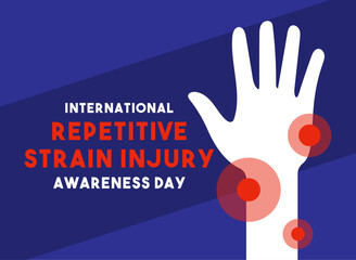 International Repetitive Strain Injury Awareness Day. Flat design vector. Poster, banner, card, background.