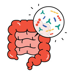Fototapeta premium Gut Microbiome Icon Design. Represents Digestive Health, Microbiota, Probiotics, Gut Flora. Vector icon with editable Strokes and Colors.