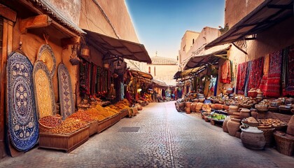 The Arabian Bazaar Market is an old narrow street with small shops selling ceramics, carpets, spices, fruits and souvenirs.