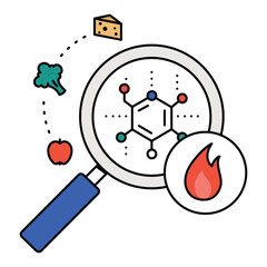 Metabolomics Icon Design. Represents Metabolism, Biomarkers, Health, Personalized Medicine. Vector icon with editable Strokes and Colors.