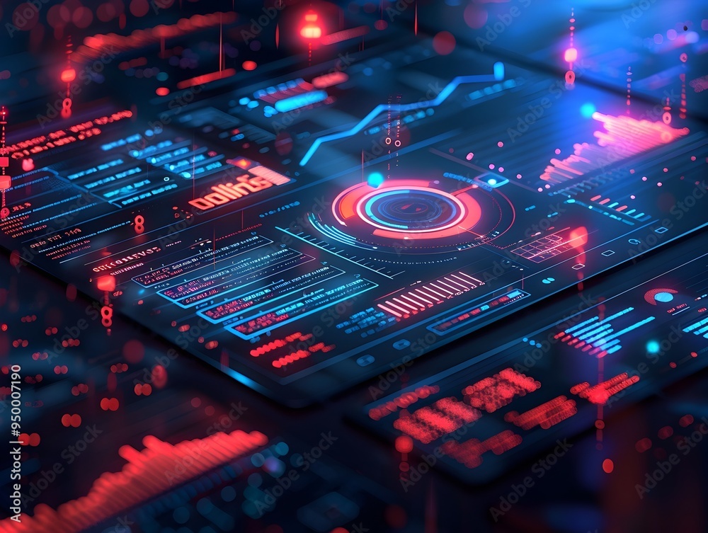 Poster futuristic ai powered financial fraud detection and real time data analysis dashboard