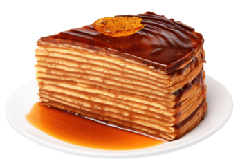 Classic Dobos Torte Cake with Isolated on Transparent Background