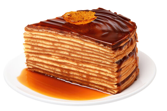 Classic Dobos Torte Cake with Isolated on Transparent Background