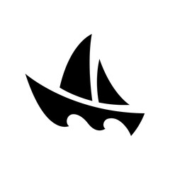 Fototapeta premium Sailing boat icon on white background. Flat design vector.