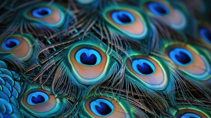 Obraz premium peacock feather closeup wallpaper