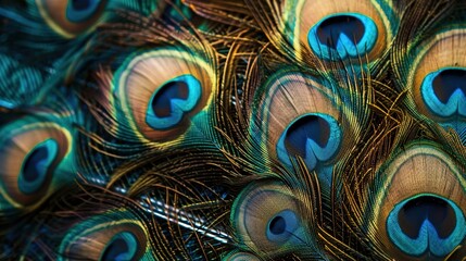 Fototapeta premium peacock feather closeup wallpaper