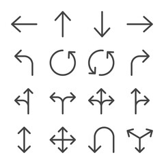 arrow simple line icon set