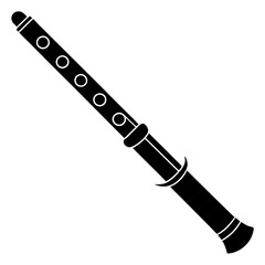 Bansuri Silhouette Vector on White Background