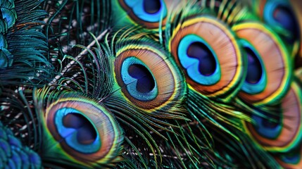 Obraz premium closeup of peacock feather wallpaper