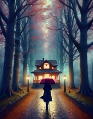 person walking in the park, Generative AI