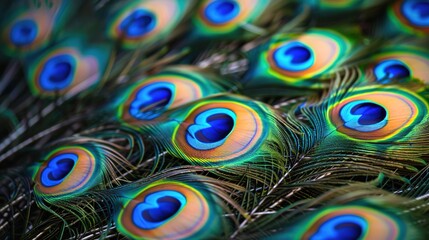 Obraz premium closeup of peacock feather wallpaper