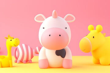 Naklejka premium 3d animal game-style illustration isolated