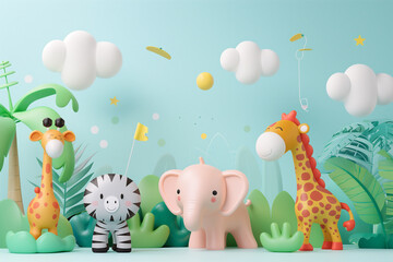 Fototapeta premium 3d animal game-style illustration isolated