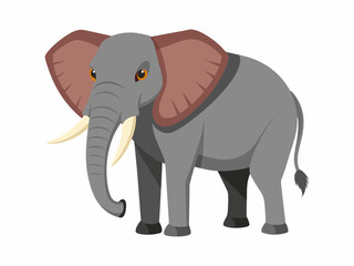 Fototapeta premium Colorful Illustration of an African elephant isolated on a white background. Concept of wildlife, large mammal, African fauna, animal protection. Icon, logo, print, design element