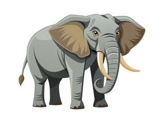 Fototapeta premium Colorful Illustration of an African elephant isolated on a white background. Concept of wildlife, large mammal, African fauna, animal protection. Icon, logo, print, design element