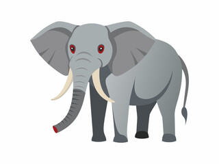 Fototapeta premium Colorful Illustration of an African elephant isolated on a white background. Concept of wildlife, large mammal, African fauna, animal protection. Icon, logo, print, design element