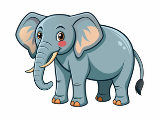 Fototapeta premium Colorful Illustration of an African elephant isolated on a white background. Concept of wildlife, large mammal, African fauna, animal protection. Icon, logo, print, design element