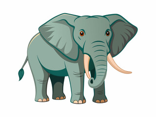 Naklejka premium Colorful Illustration of an African elephant isolated on a white background. Concept of wildlife, large mammal, African fauna, animal protection. Icon, logo, print, design element