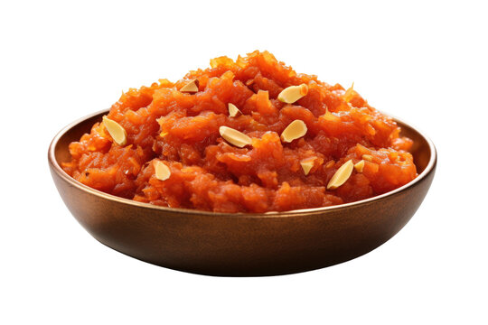 Delicious Gajar Ka Halwa with Cardamom and Nuts with Isolated on Transparent Background