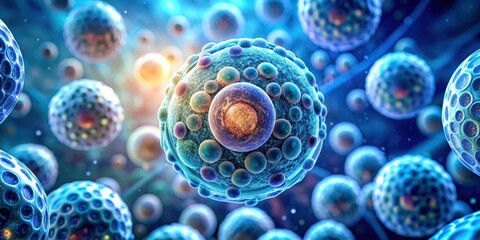 Abstract cell under microscope in macro organic render , biology, microscopic, science, structure, cellular, medical