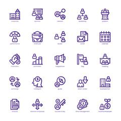 Corporate Leadership icon pack for your website, mobile, presentation, and logo design. Corporate Leadership icon basic line gradient design. Vector graphics illustration and editable stroke.