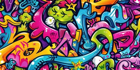 Fototapeta premium Abstract Graffiti Art with Bright Colors and Swirls