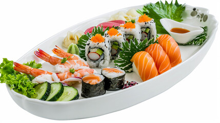 Enticing Sushi Rolls Arrangement on white background.PNG