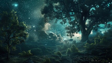 Fototapeta premium Mystical Forest Night.