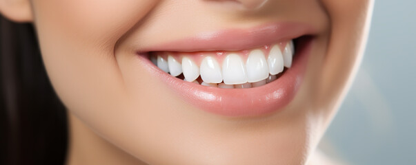 Obraz premium A close-up of a cheerful person's smile showcasing bright, white teeth