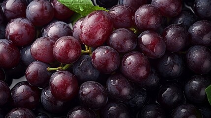 Fototapeta premium Close-Up View of Fresh, Juicy Grapes with Water Droplets