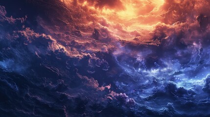 Fototapeta premium Lightning's abstract beauty pierces the storm. Thunder follows, showcasing the weather's strength.