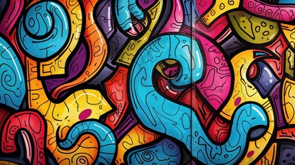 Abstract Graffiti Art with Vibrant Colors and Bold Shapes