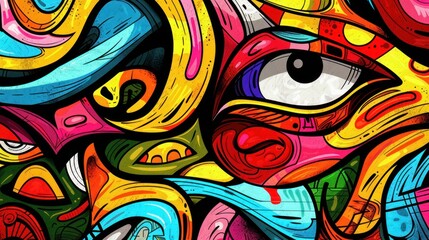 Fototapeta premium Abstract Graffiti with a Single Eye