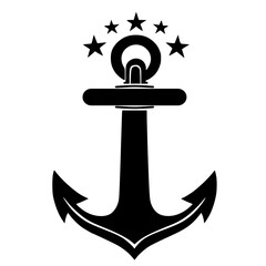 Nautical Anchor icon with decorative star 
