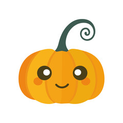 Happy cute pumpkin. Vector cartoon character in flat style isolated on white background.