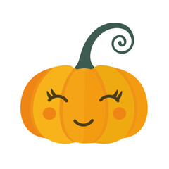 Cute pumpkin character. Happy Halloween, trick or treat. Hand drawn vector illustration. Perfect for cards, posters, prints, anniversaries, invitations.