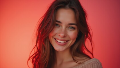 Naklejka premium Adorable girl's emotional face on a color background. A cute lifestyle wallpaper.